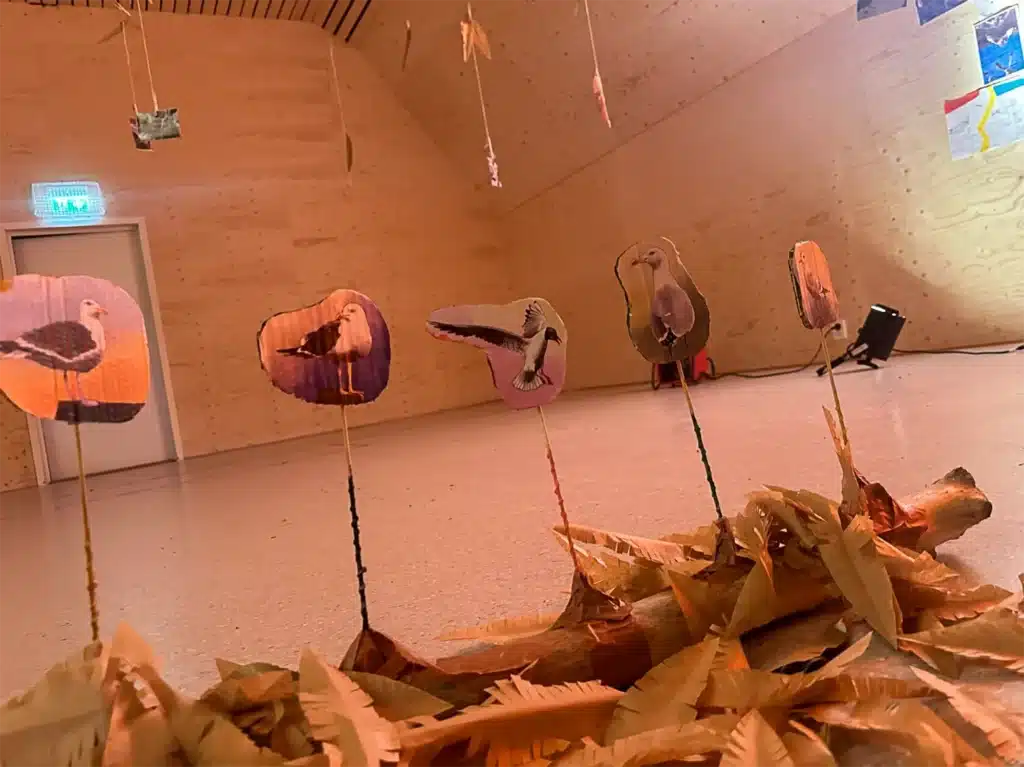 Paper puppets of the different gulls for storytelling, from the exhibition