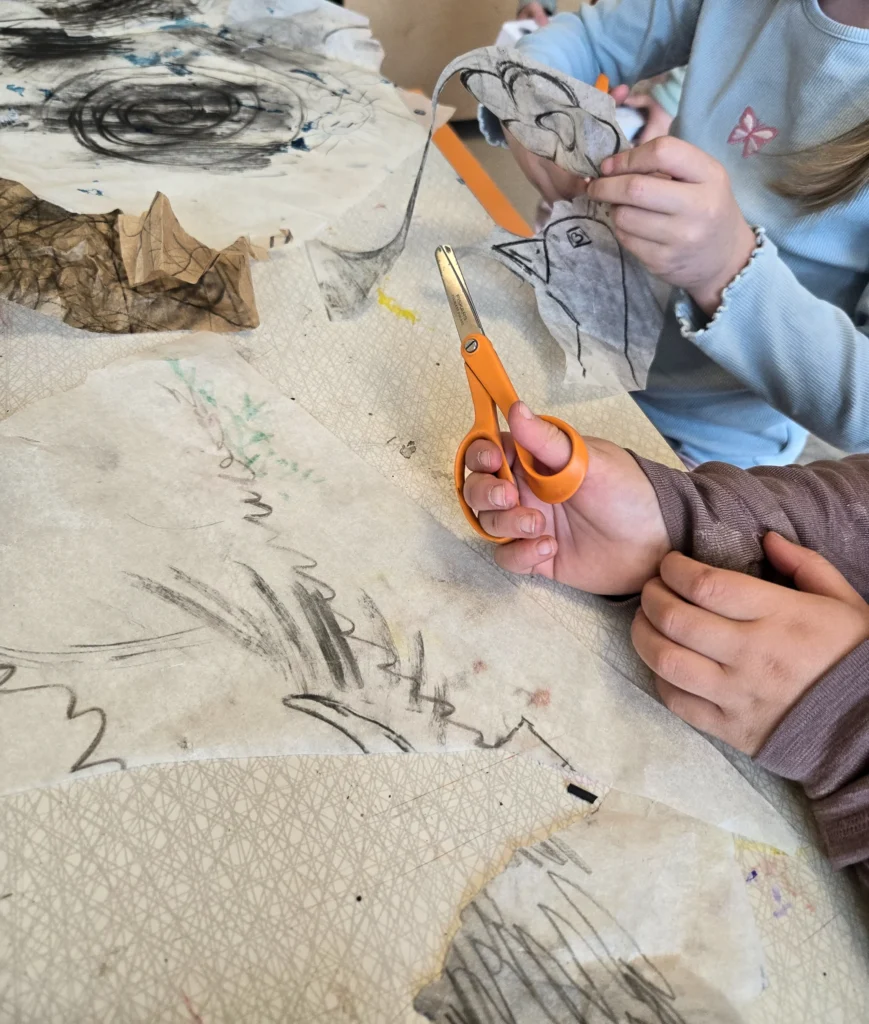 Charcoal drawings and cutting out