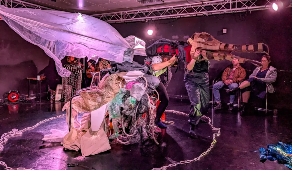 Work-in-progress performance of when i will be a bird, 19 December 2025, Theatre Delicatessen, London.